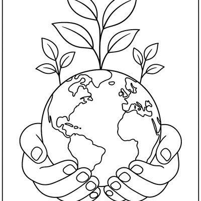 Hands Holding Small Earth With Growing Plants