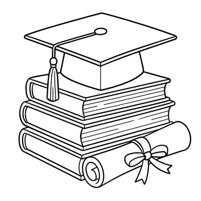 A Graduation Cap Sitting On A Stack Of Books With A Diploma
