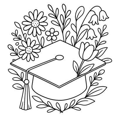 Graduation Cap With Spring Flowers