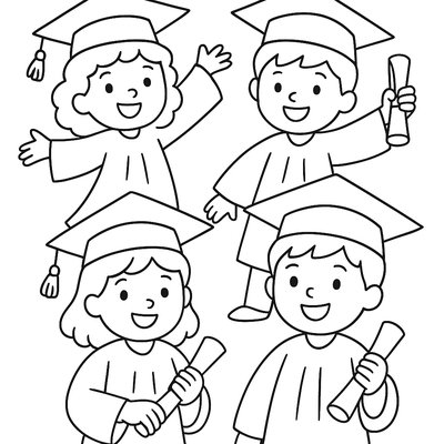 Kindergarten Graduation Ceremony With Cap And Diploma