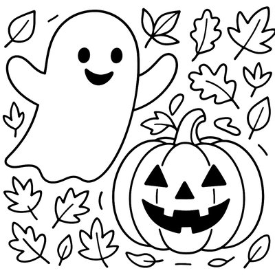 Friendly Ghost Playing With Autumn Leaves