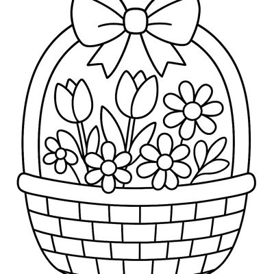 A May Basket Filled With Spring Flowers