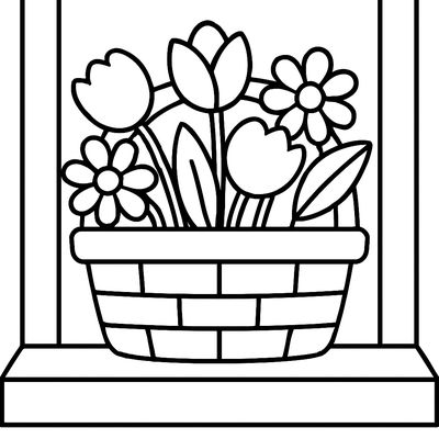 A Sweet Basket Of Spring Flowers Left On A Doorstep As A May Day Surprise Gift