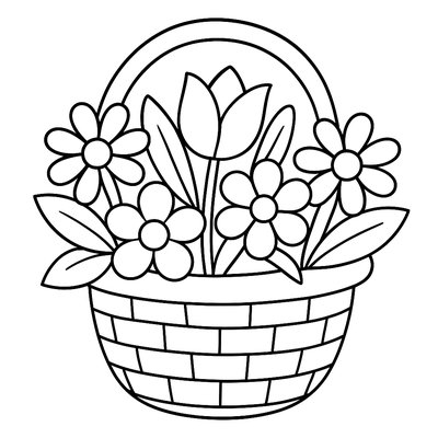 May Basket Filled With Spring Flowers