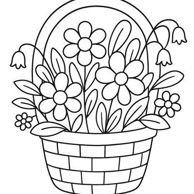 May Basket Filled With Spring Wildflowers