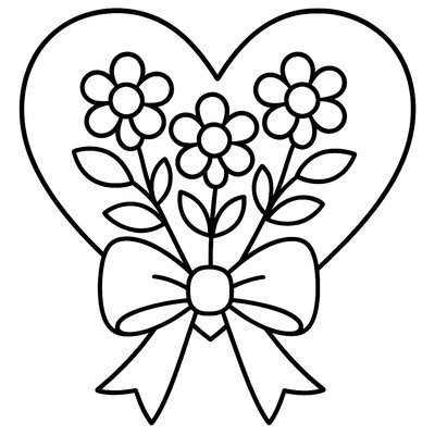 A Heart-shaped Card With Flowers And A Bow For Mom