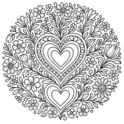 A Mandala Of Hearts And Spring Flowers For Mothers Day