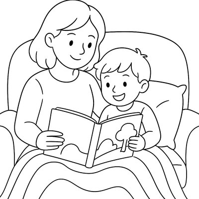 A Mom Reading A Storybook To Her Child On A Cozy Couch