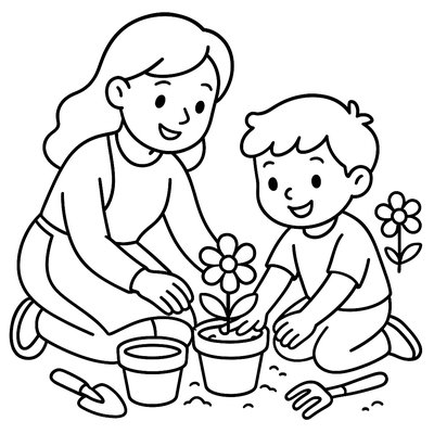 A Mother And Child Having A Picnic Together