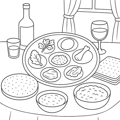 A Traditional Passover Seder Table With Symbolic Foods