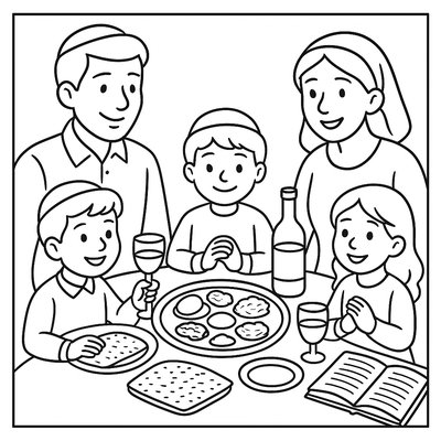 Family Gathered Around Seder Table