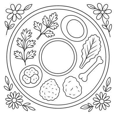 Seder Plate With Spring Herbs And Symbolic Foods Arranged Carefully