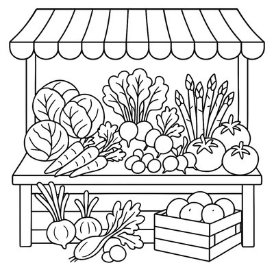 A Farmer's Market Stall With Fresh Spring Vegetables
