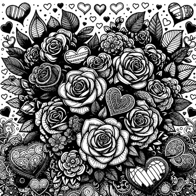 Roses And Hearts Arrangement