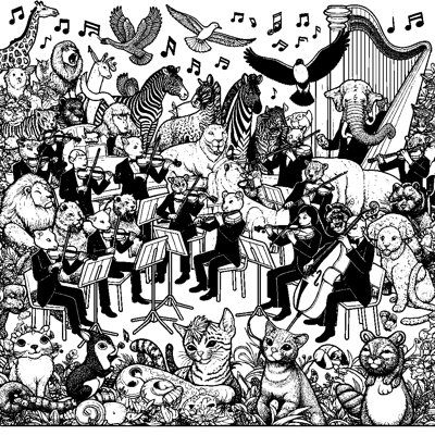 Animals Playing Instruments In An Orchestra