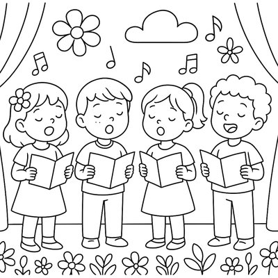 Children Singing Spring Songs In A School Concert