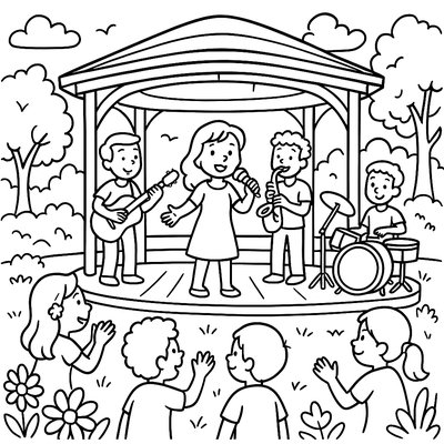 Outdoor Spring Concert In Park Pavilion