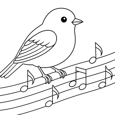 A Songbird Perched On A Musical Staff With Notes