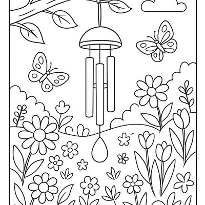 Wind Chimes Hanging In A Spring Garden