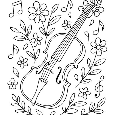 A Violin Surrounded By Musical Notes And Spring Flowers