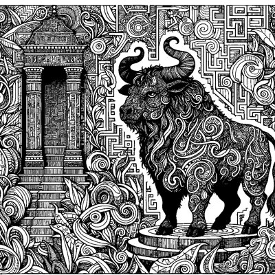 A Minotaur Standing In A Maze