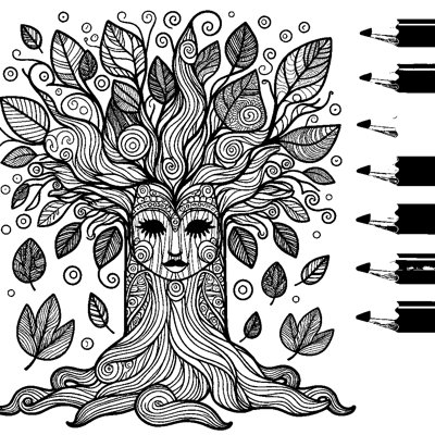 A Tree Ent With A Face In Its Trunk And Leaf Hair