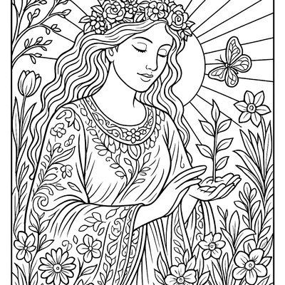 Earth Goddess Nurturing Spring Growth