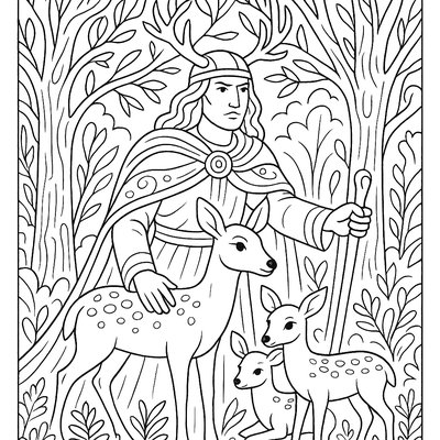 Forest Guardian Protecting Deer Family