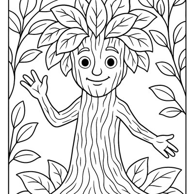 Tree Spirit With Bark Skin And Leaf Hair