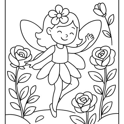 A Flower Fairy Dancing Among Blooming Roses