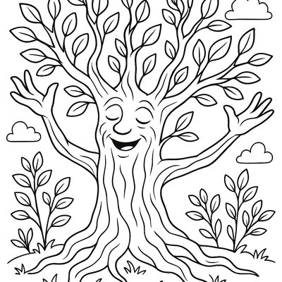 A Tree Spirit Awakening With New Spring Leaves