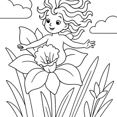 Flower Spirit Emerging From A Blooming Daffodil