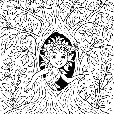 Tree Sprite Emerging From Blooming Apple Tree