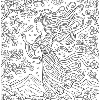 Wind Spirit Dancing Through Spring Blossoms On Mountain Top