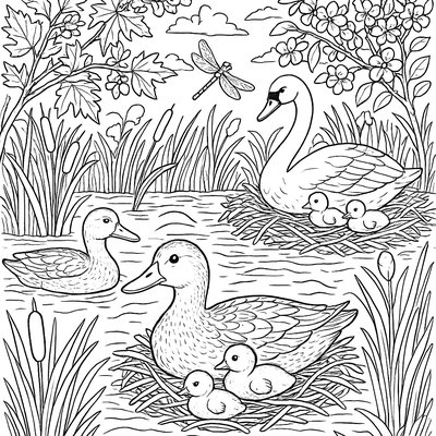 A Pristine Wetland With Nesting Waterfowl In Spring