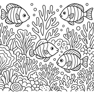 Coral Reef Ecosystem With Tropical Fish And Corals