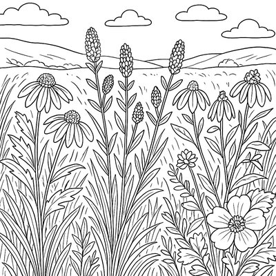 Prairie Grassland With Endangered Wildflowers