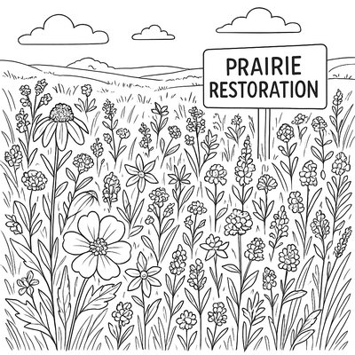 Prairie Restoration With Spring Native Flowers
