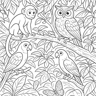 Rainforest Canopy With Diverse Wildlife