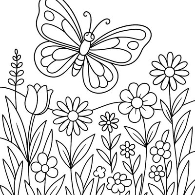 A Butterfly Garden With Multiple Flower Types