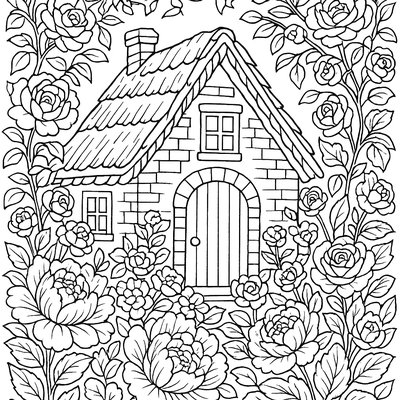 A Cottage Garden With Mixed Spring Flowers And Herbs