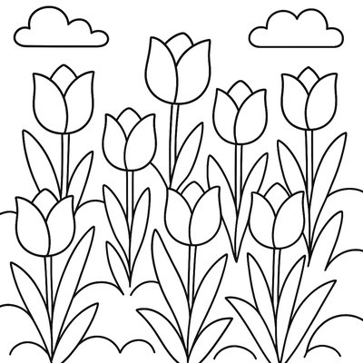 A Garden Full Of Blooming Tulips And Daffodils