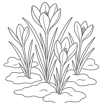 Crocus Flowers Blooming In Snow Patches