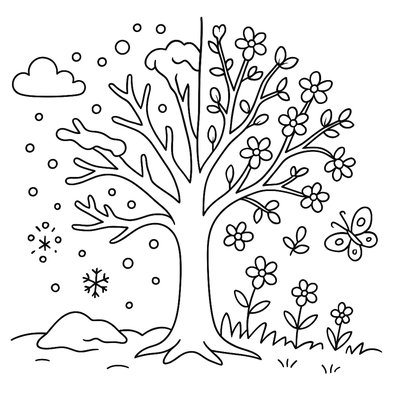 A Tree Showing The Transition From Winter To Spring