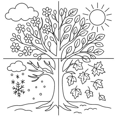 Same Tree Showing All Four Seasons In Different Quarters