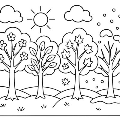 Same Tree Shown In All Four Seasons Side By Side
