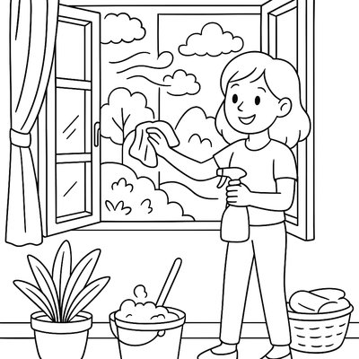 Spring Cleaning Scene With Open Windows And Fresh Air