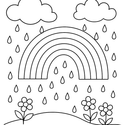 Spring Rain Shower With Rainbow Appearing