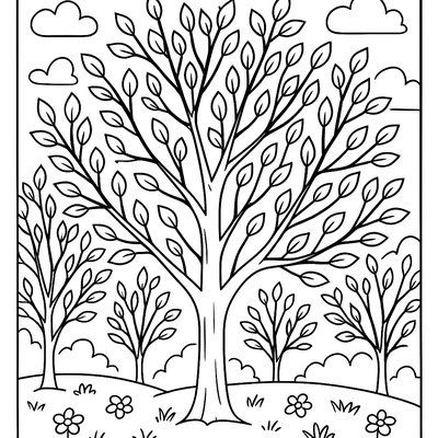 Trees Budding With Fresh Green Leaves In Springtime