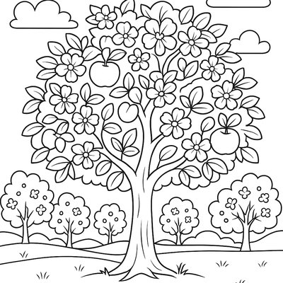 A Flowering Apple Tree In An Orchard